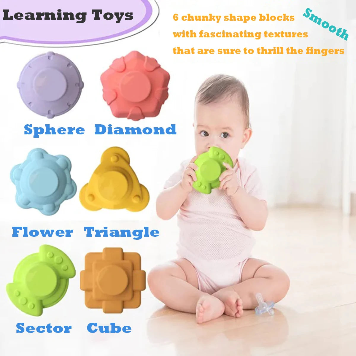Montessori Baby Toys 18 Months Sensory Development Learning Educational Toys Colorful Blocks Sorting Game for Babies Infant
