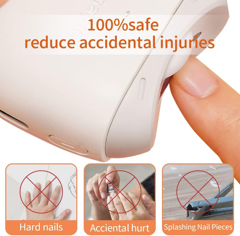 Electric Nail Clippers, Trimming and Polishing 2 in 1, Led Lighting, Electric Nail Trimmer with Storage Box, 40 Decibels Silent, Automatic Nail Clippers for Adults, Elderly People, Children