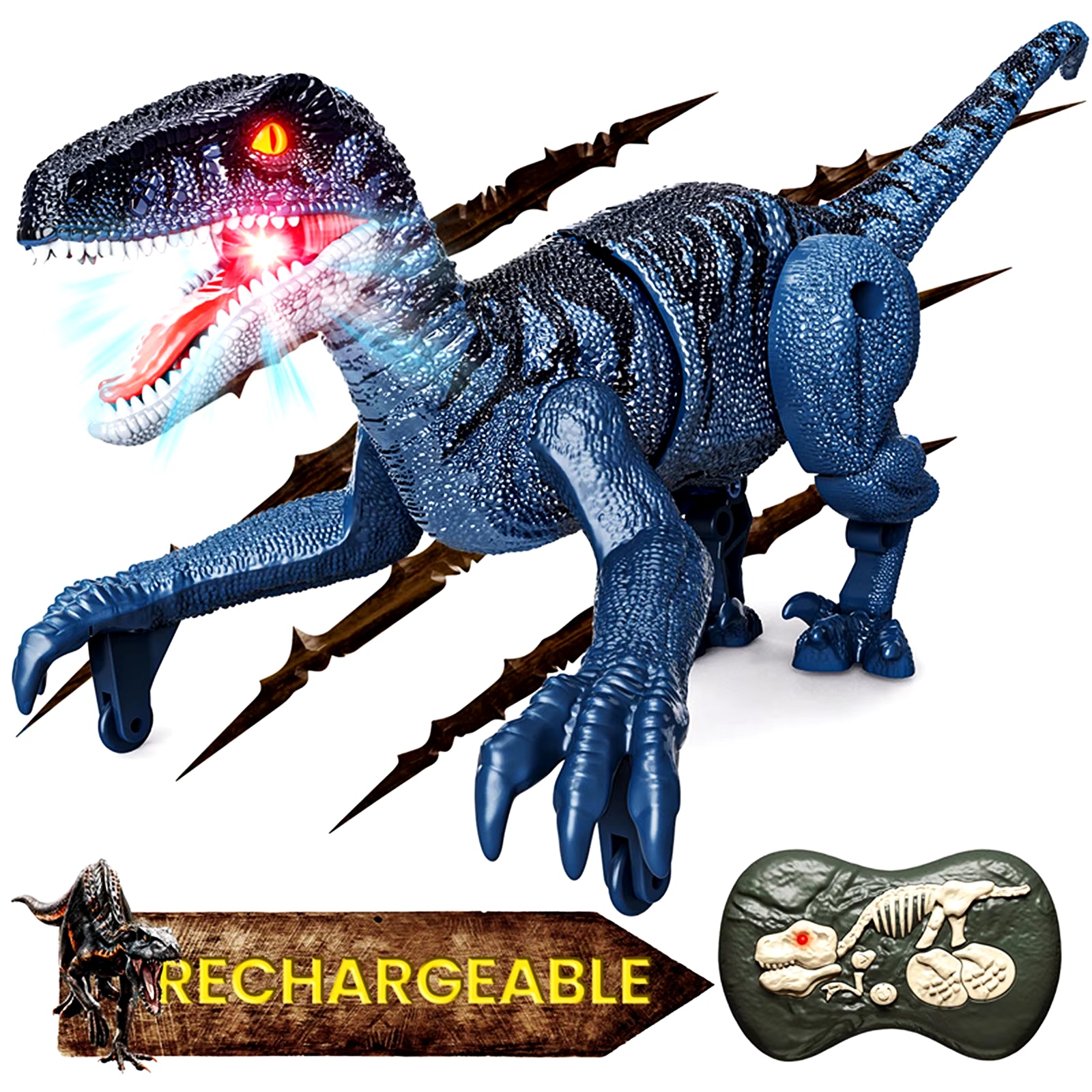 Remote Control Dinosaur Toys for Kids, 2.4Ghz Robot Walking Dinosaur Toys, Simulation Velociraptor, Gifts for Boys 3-5
