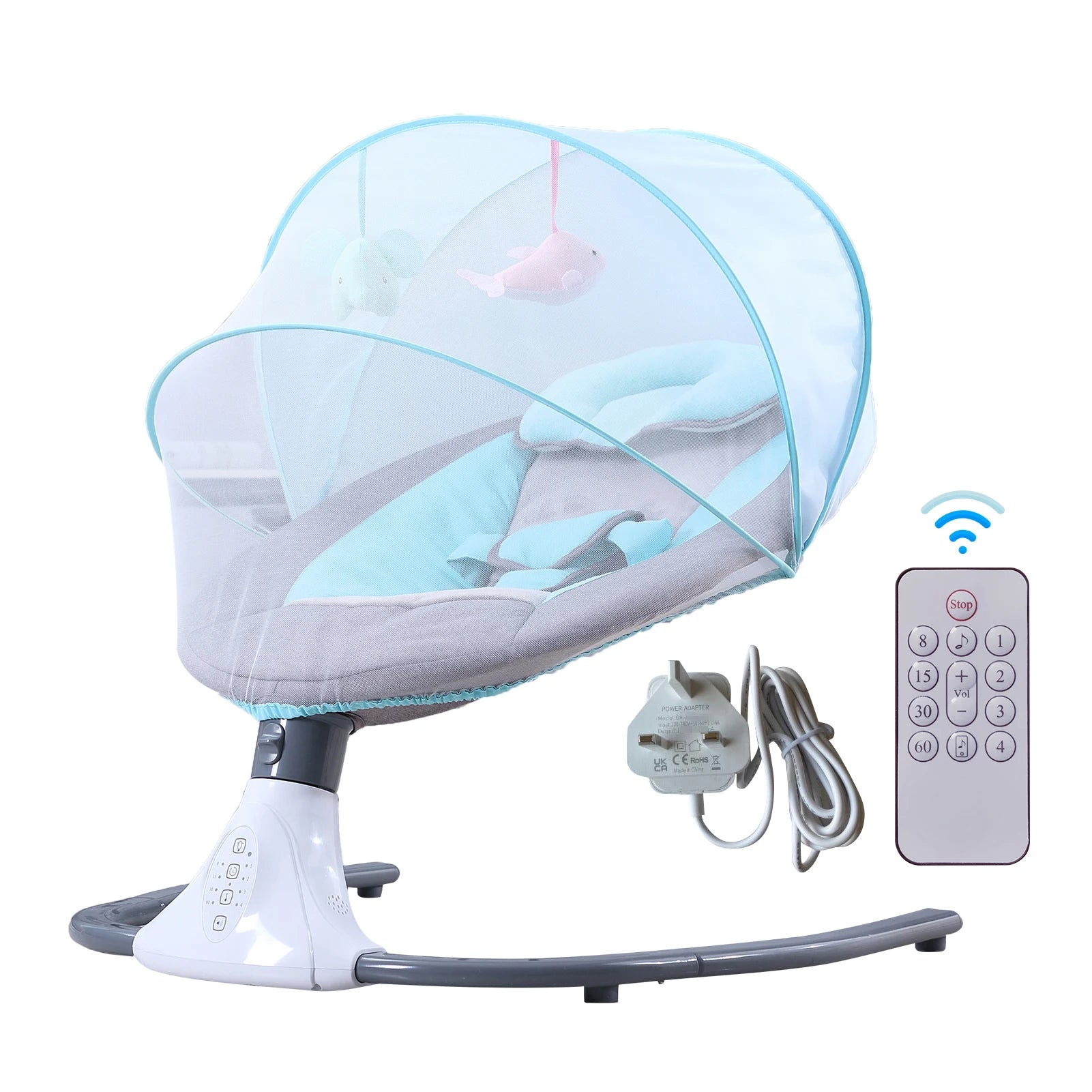 Baby Swing Motorized for Infants Baby Rocker 4 Speeds & 4 Timer Supports BT Connection USB Flash Drive Washable with Hanging Toy