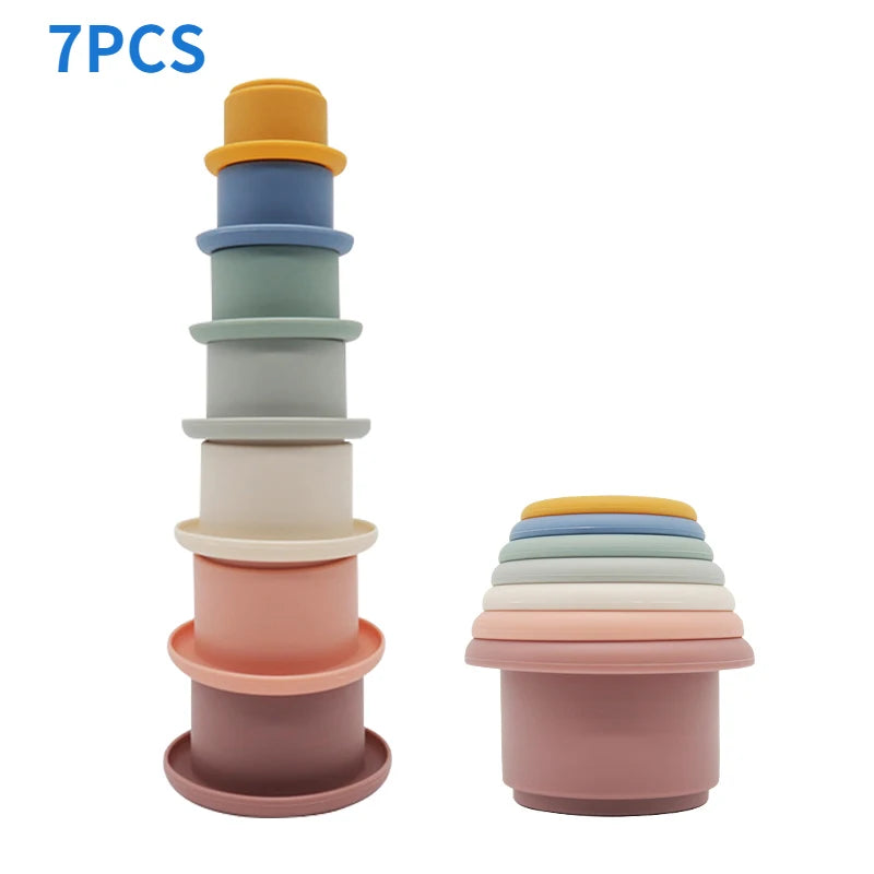Baby Silicone Stacking Cups Montessori Building Block Bpa Free Hourglass Toys Early Educational Stack Tower Gifts for Boys Girls