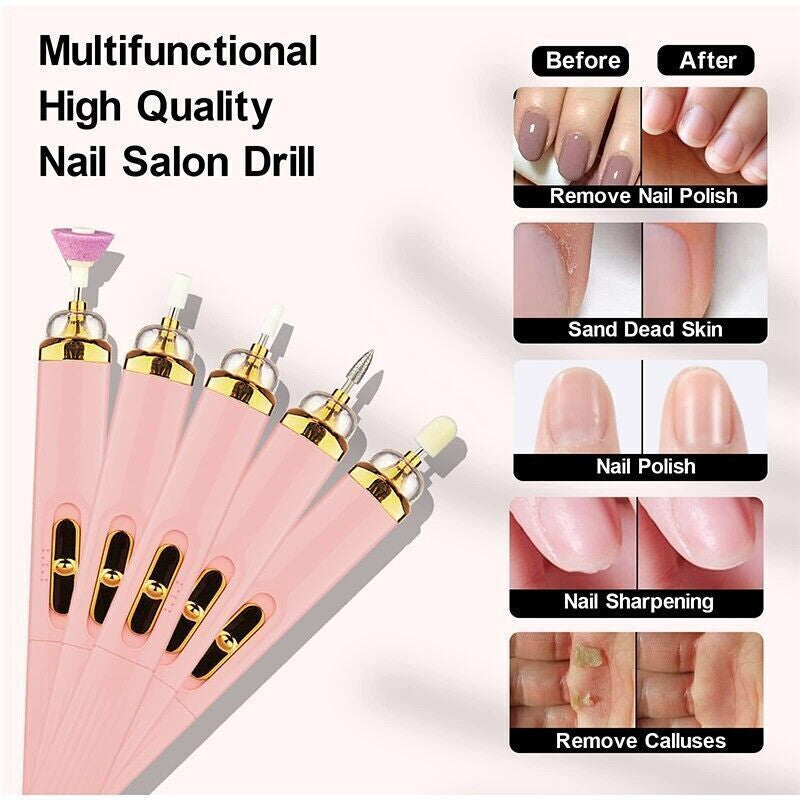 Electric Nail File Drill Portable USB Manicure Pedicure Machine Set Professional