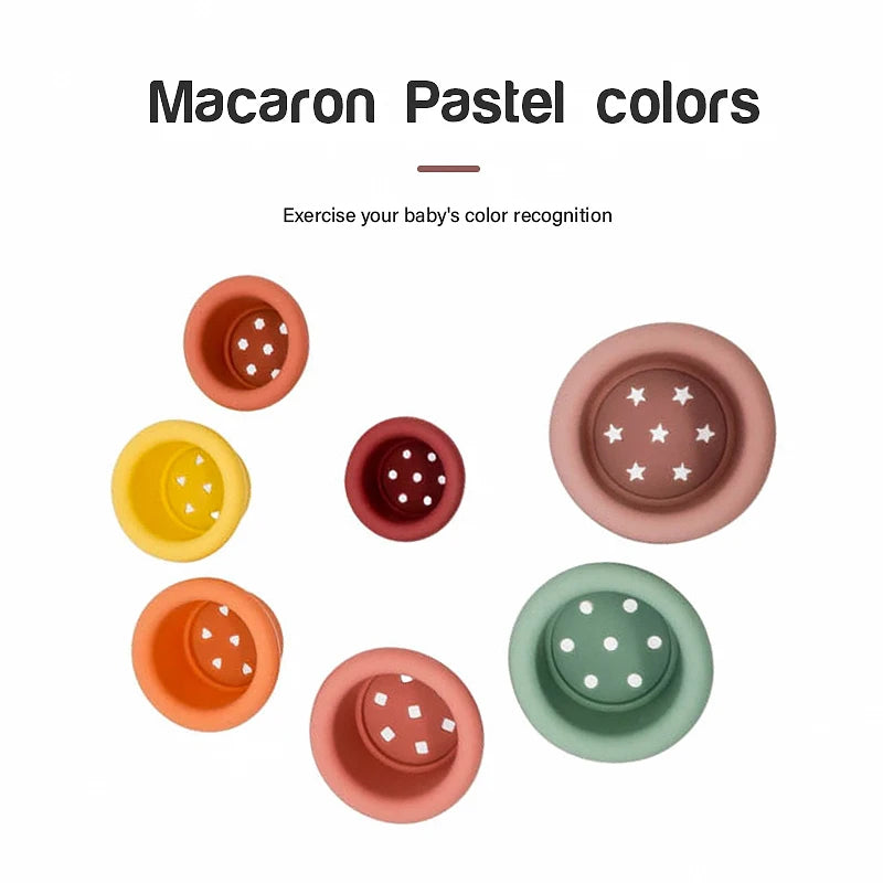 Baby Silicone Stacking Cups Montessori Building Block Bpa Free Hourglass Toys Early Educational Stack Tower Gifts for Boys Girls