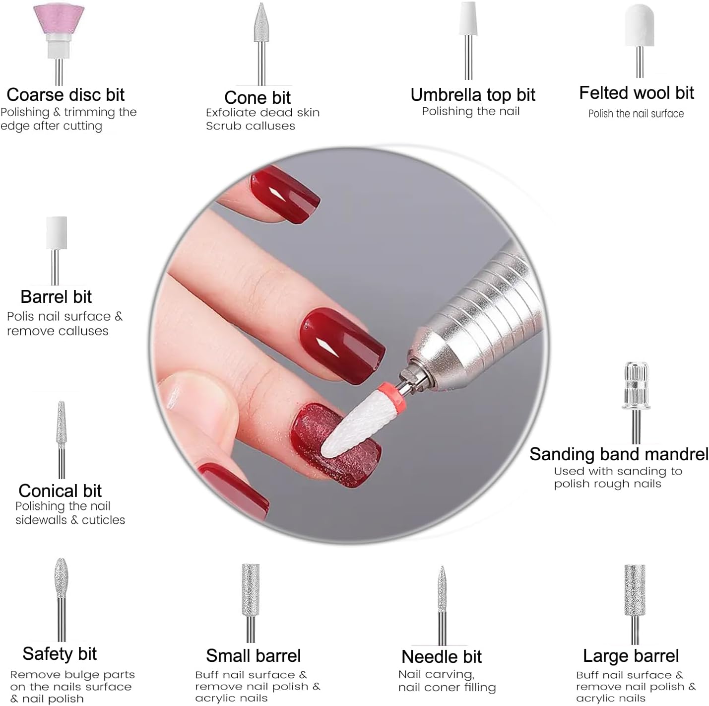 Electric 45000RPM Nail Drill Machine Rechargeable Portable Nail File Electric DIY Nail Drill Kit with Smart LCD Screen for Gel Nail Manicure and Pedicure Reflective Body Etc(Pink)