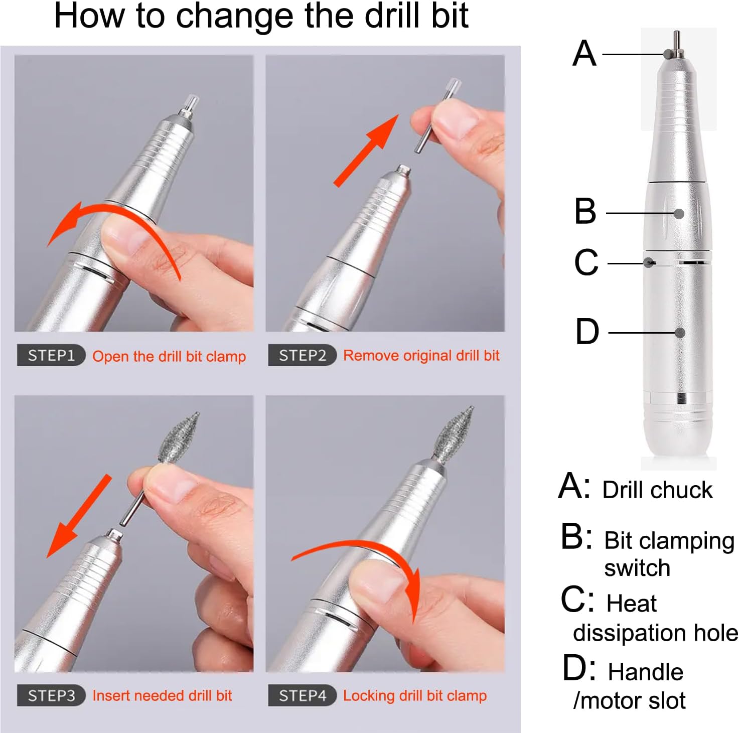 Electric 45000RPM Nail Drill Machine Rechargeable Portable Nail File Electric DIY Nail Drill Kit with Smart LCD Screen for Gel Nail Manicure and Pedicure Reflective Body Etc(Pink)