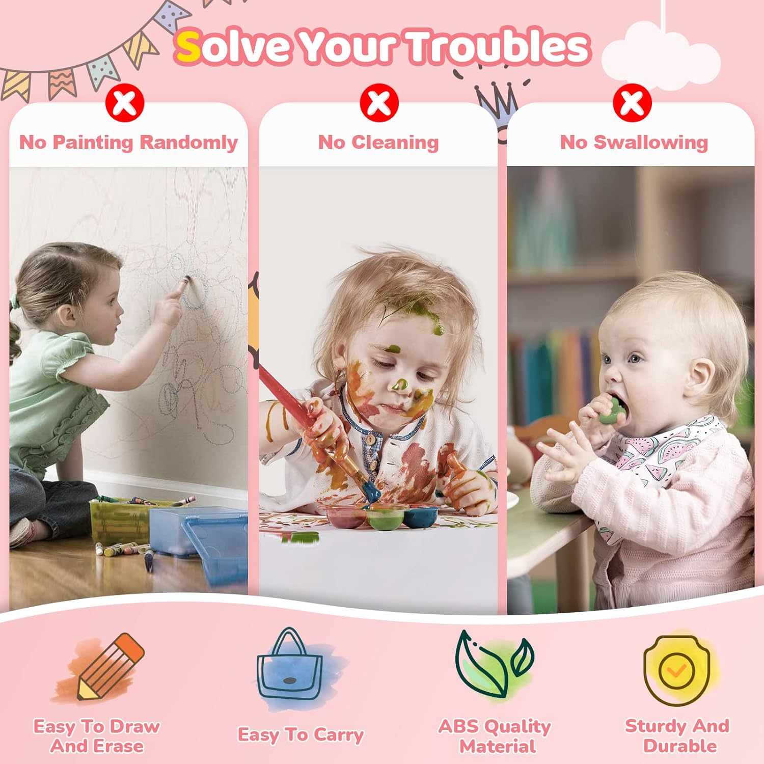 Magnetic Drawing Board, Toddler Girl Toys for 1-2 Year Old, Doodle Board Pad Learning and Educational Toys for 1 2 3 Year Old Baby Kids Birthday Gift (Pink)