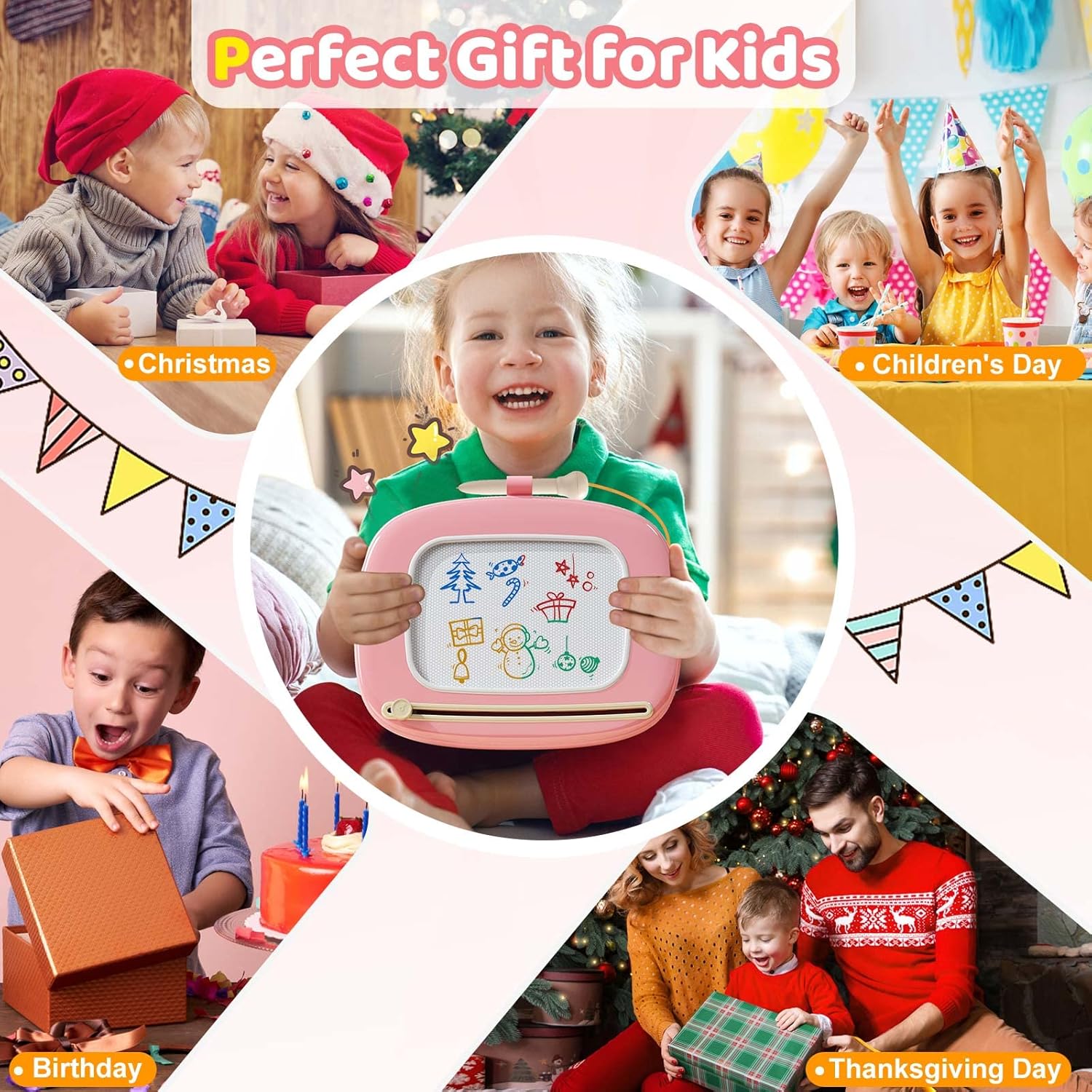 Magnetic Drawing Board, Toddler Girl Toys for 1-2 Year Old, Doodle Board Pad Learning and Educational Toys for 1 2 3 Year Old Baby Kids Birthday Gift (Pink)