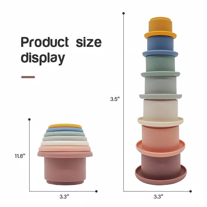 Baby Silicone Stacking Cups Montessori Building Block Bpa Free Hourglass Toys Early Educational Stack Tower Gifts for Boys Girls