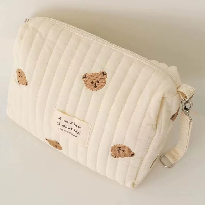 Portable Stroller Nappy Bag Quilted Baby Diaper Caddy Organizer Embroidered Mommy Bags Babies Accessories Changing Bag Storage