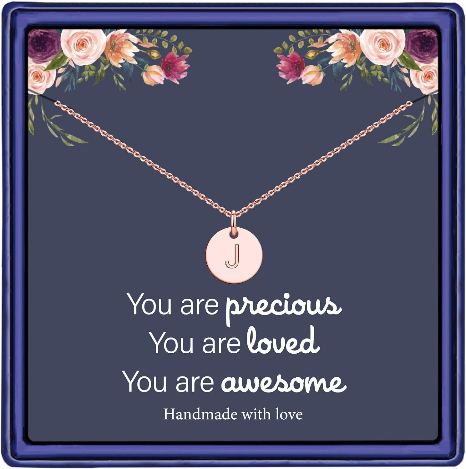 Disc Initial Necklace Gifts for Girls - 14K Gold Filled/Rose Gold/S925 Sterling Silver Disc Initial Necklaces Personalized Birthday Gift Tiny Initial Necklace Jewelry for Girls Women