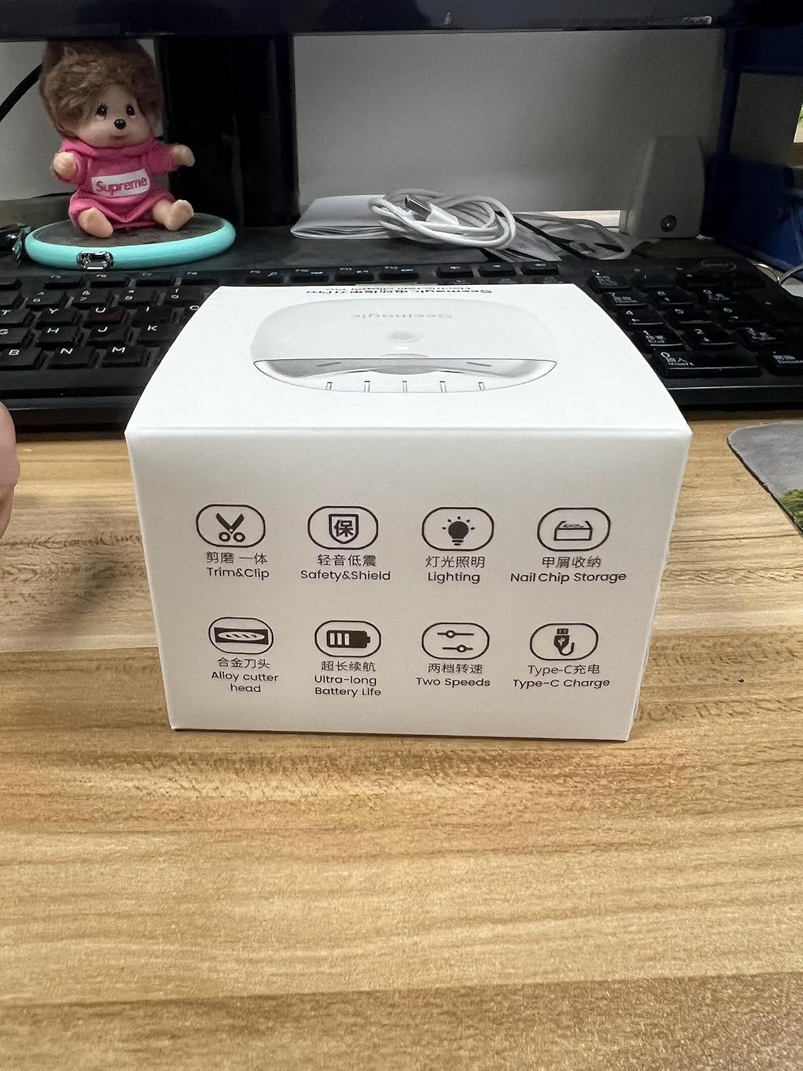 Electric Nail Clippers, Trimming and Polishing 2 in 1, Led Lighting, Electric Nail Trimmer with Storage Box, 40 Decibels Silent, Automatic Nail Clippers for Adults, Elderly People, Children