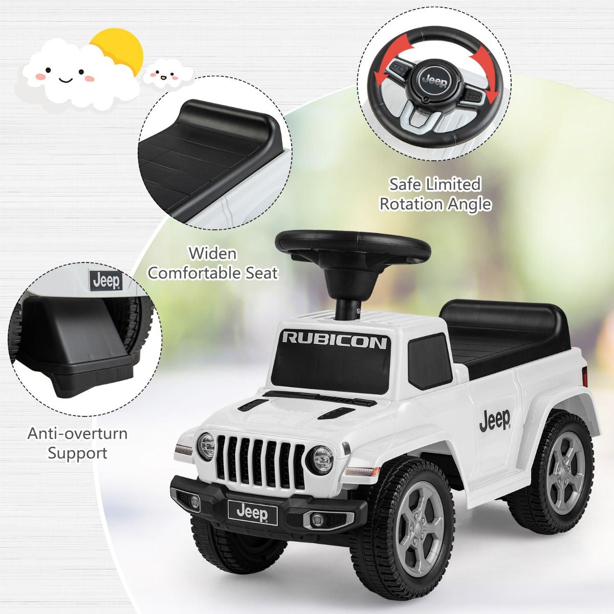 Licensed Jeep Ride on Push Car with Steering Wheel and Engine Sound for Ages 18-36 Months