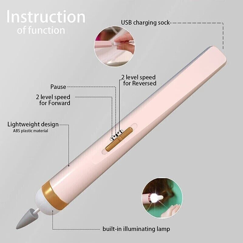 Electric Nail File Drill Portable USB Manicure Pedicure Machine Set Professional