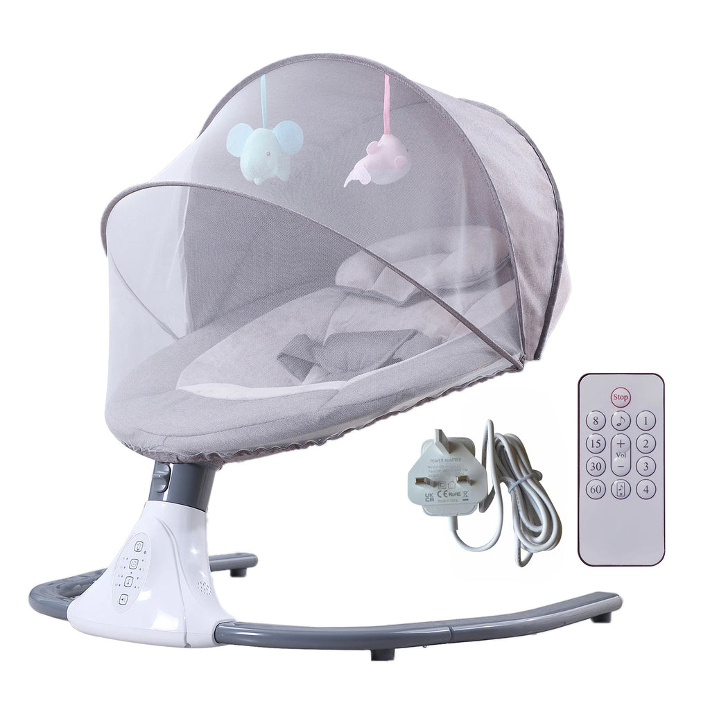 Baby Swing Motorized for Infants Baby Rocker 4 Speeds & 4 Timer Supports BT Connection USB Flash Drive Washable with Hanging Toy