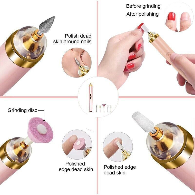 Electric Nail File Drill Portable USB Manicure Pedicure Machine Set Professional