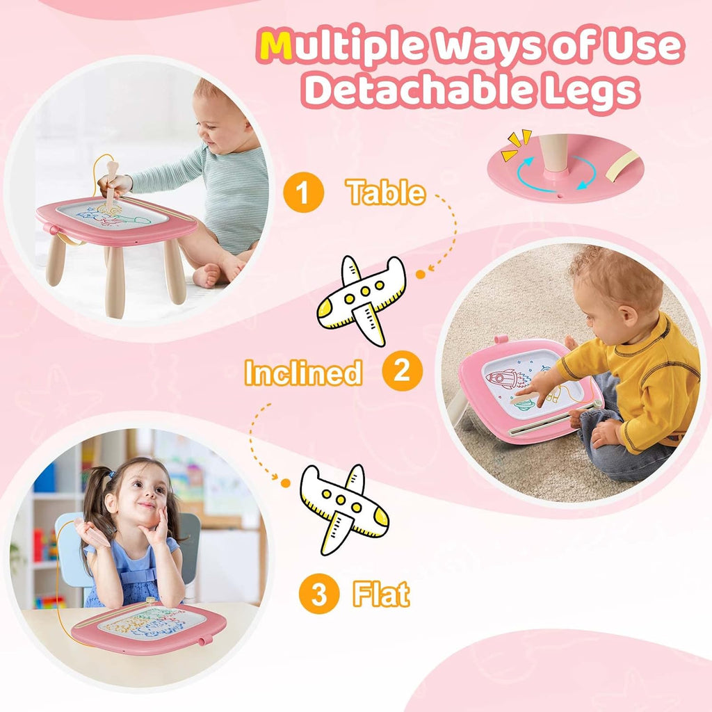 Magnetic Drawing Board, Toddler Girl Toys for 1-2 Year Old, Doodle Board Pad Learning and Educational Toys for 1 2 3 Year Old Baby Kids Birthday Gift (Pink)