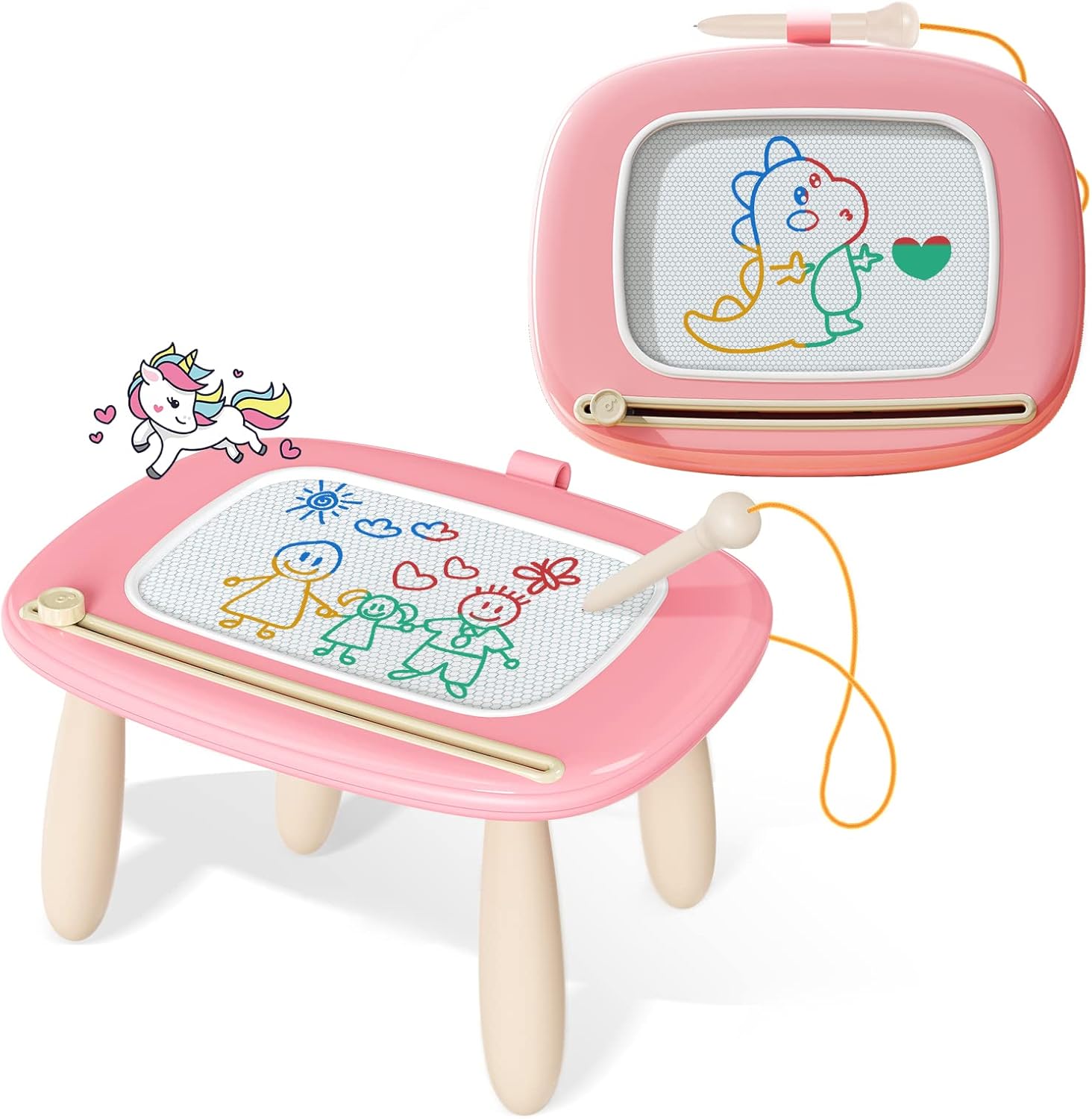 Magnetic Drawing Board, Toddler Girl Toys for 1-2 Year Old, Doodle Board Pad Learning and Educational Toys for 1 2 3 Year Old Baby Kids Birthday Gift (Pink)