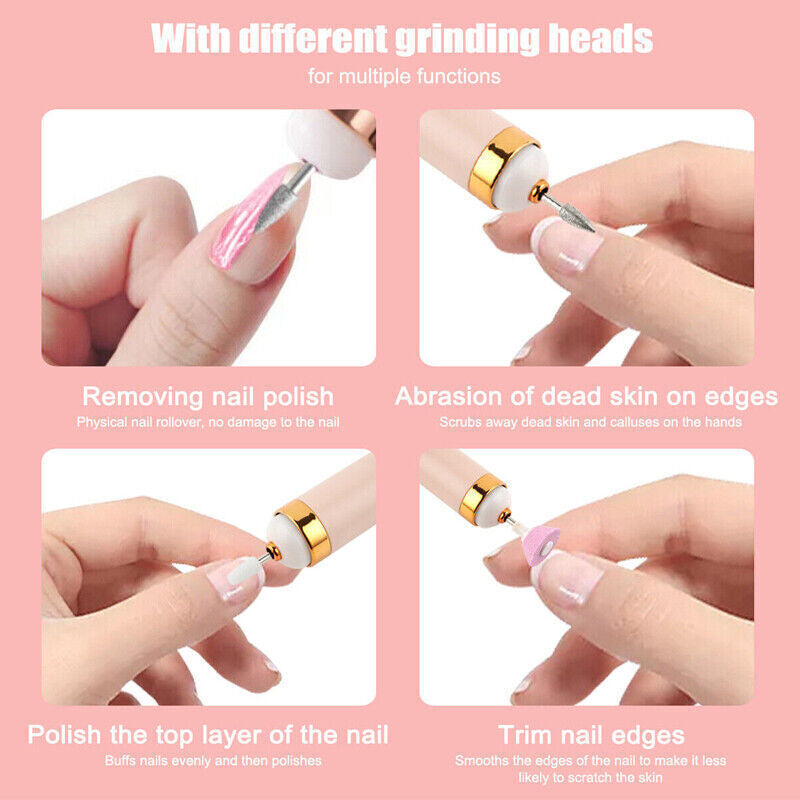 Electric Nail File Drill Portable USB Manicure Pedicure Machine Set Professional
